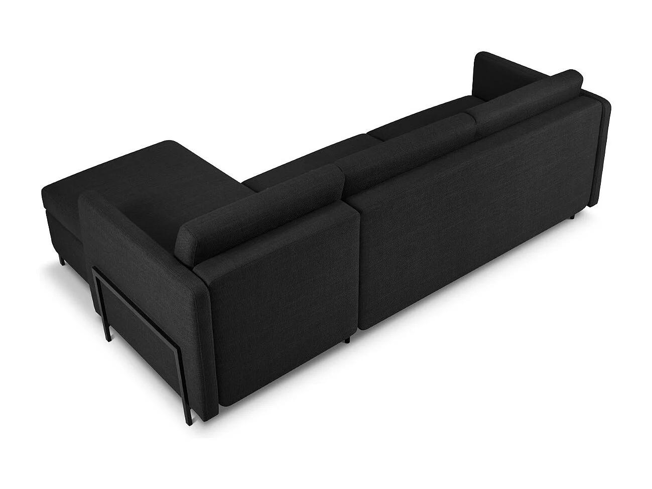 CXL by Christian Lacroix - Canapé d'angle droit convertible avec coffre de rangement "Yanis" 4 places en tissu structurel gris foncé - 260x170x80cm