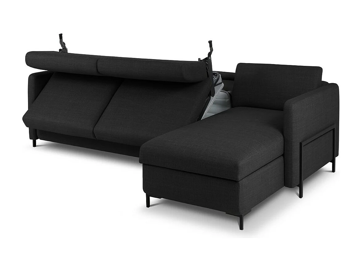 CXL by Christian Lacroix - Canapé d'angle droit convertible avec coffre de rangement "Yanis" 4 places en tissu structurel gris foncé - 260x170x80cm