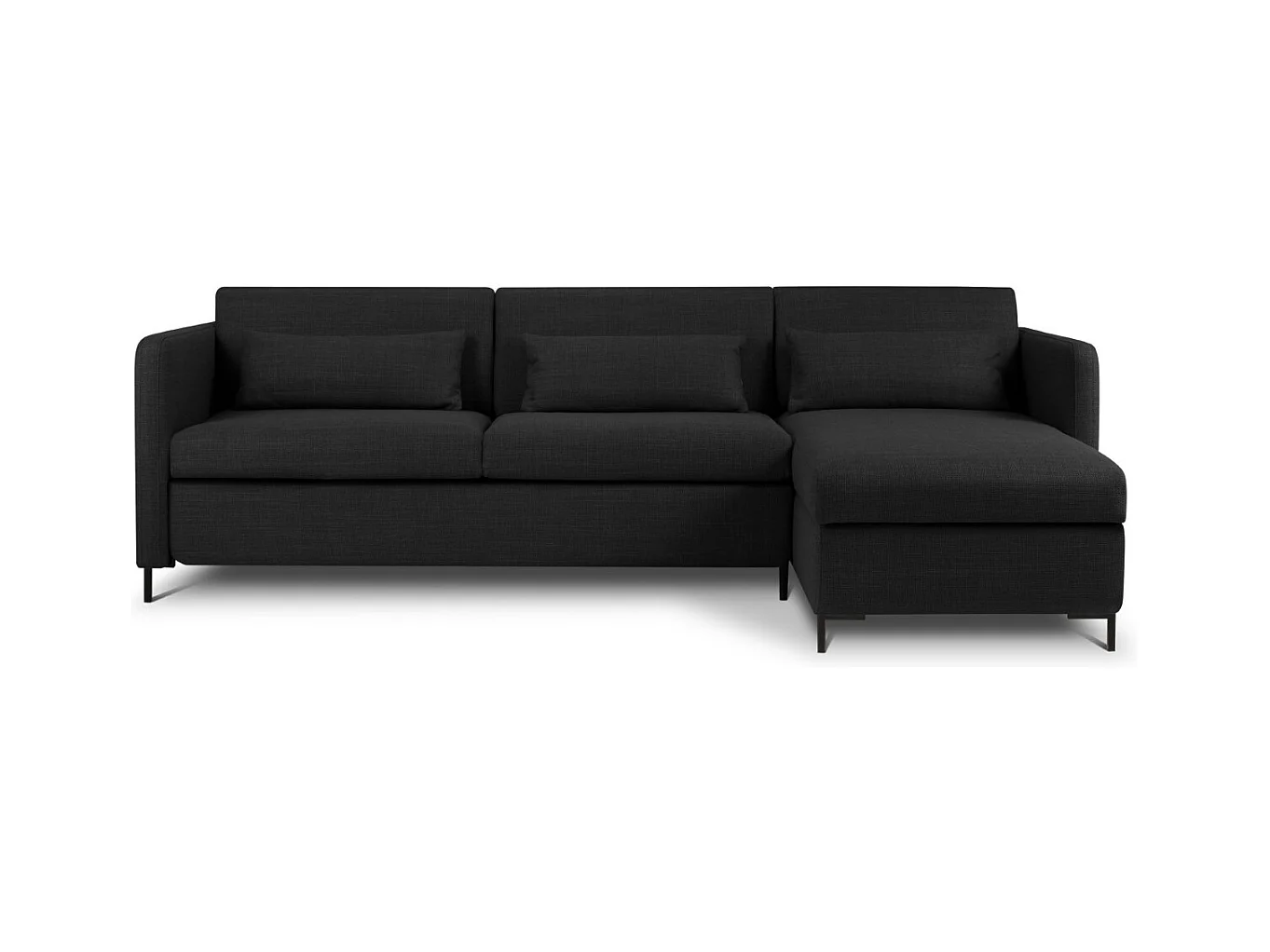 CXL by Christian Lacroix - Canapé d'angle droit convertible avec coffre de rangement "Yanis" 4 places en tissu structurel gris foncé - 260x170x80cm