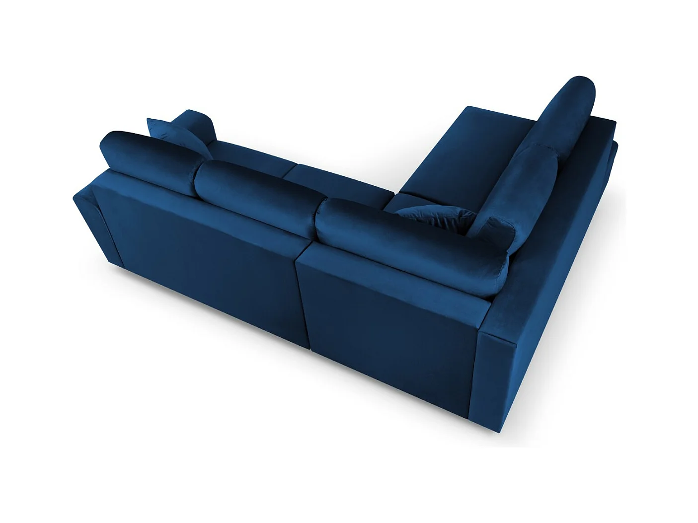 Cosmopolitan Design - 5-Sitzer ausklappbares Ecksofa links mit Container "Kyoto" aus Samt königsblau - 243x194x88cm