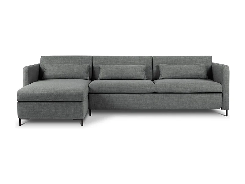 CXL by Christian Lacroix - Divano convertibile angolare sinistro con contenitore "Yanis" 5 posti in tessuto strutturato grigio - 280x170x80cm