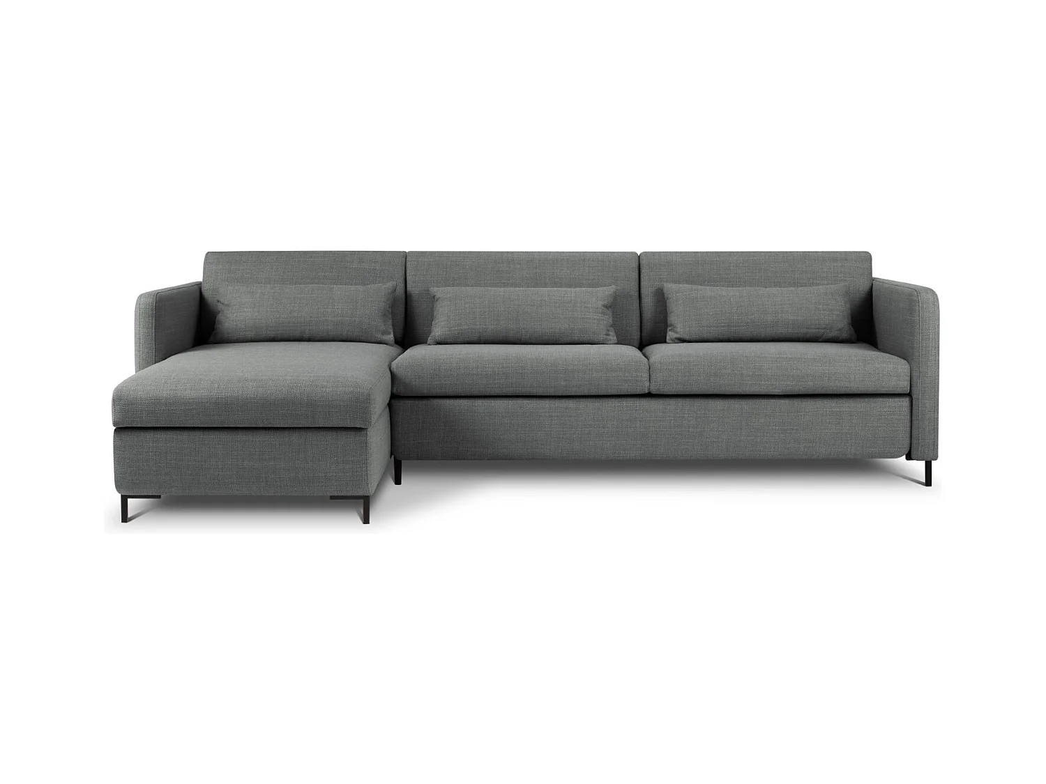 CXL by Christian Lacroix - Uitklapbare hoekbank links met opbergdoos "Yanis" 5 zitplaatsen, Structurele stof, Grijs - 280x170x80cm