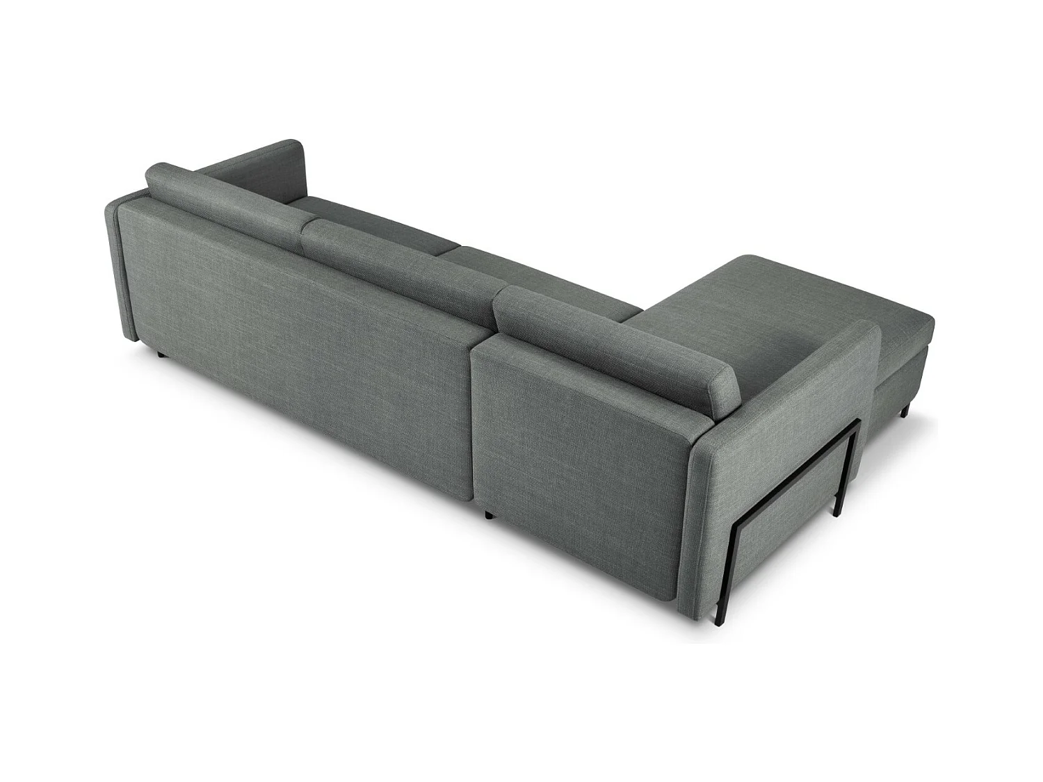 CXL by Christian Lacroix - Canapé d'angle gauche convertible avec coffre de rangement "Yanis" 5 places en tissu structurel gris - 280x170x80cm