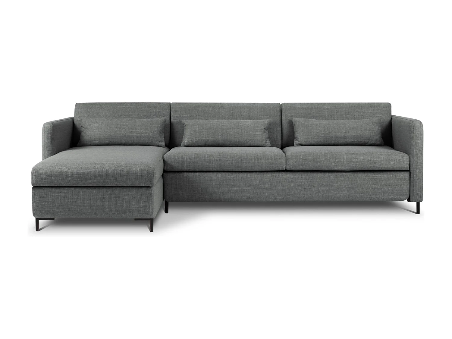 CXL by Christian Lacroix - Canapé d'angle gauche convertible avec coffre de rangement "Yanis" 5 places en tissu structurel gris - 280x170x80cm