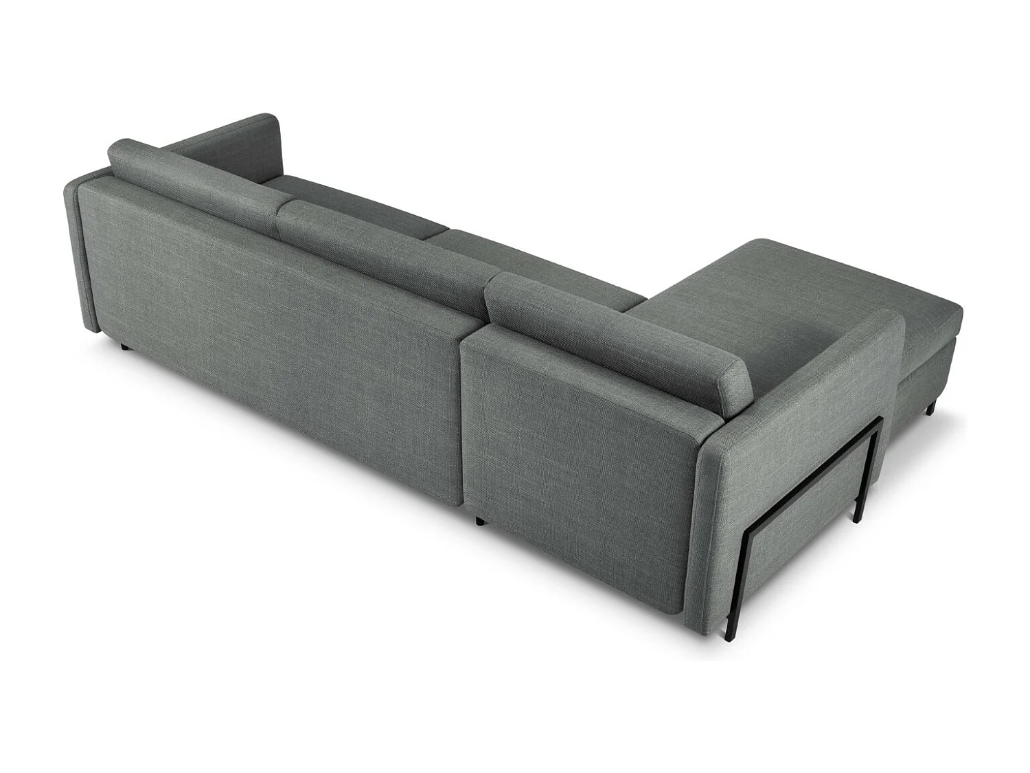 CXL by Christian Lacroix - Canapé d'angle gauche convertible avec coffre de rangement "Yanis" 5 places en tissu structurel gris - 280x170x80cm