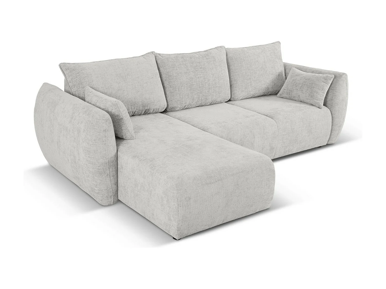 Cosmopolitan Design - Divano convertibile angolare sinistro con contenitore "Matera" 4 posti in ciniglia grigio chiaro - 253x173x86cm