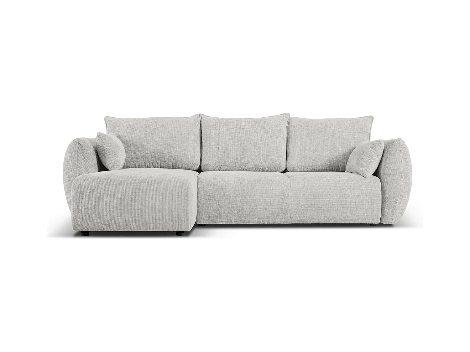 Cosmopolitan Design - Canapé d'angle gauche convertible avec coffre de rangement "Matera" 4 places en chenille gris clair - 253x173x86cm
