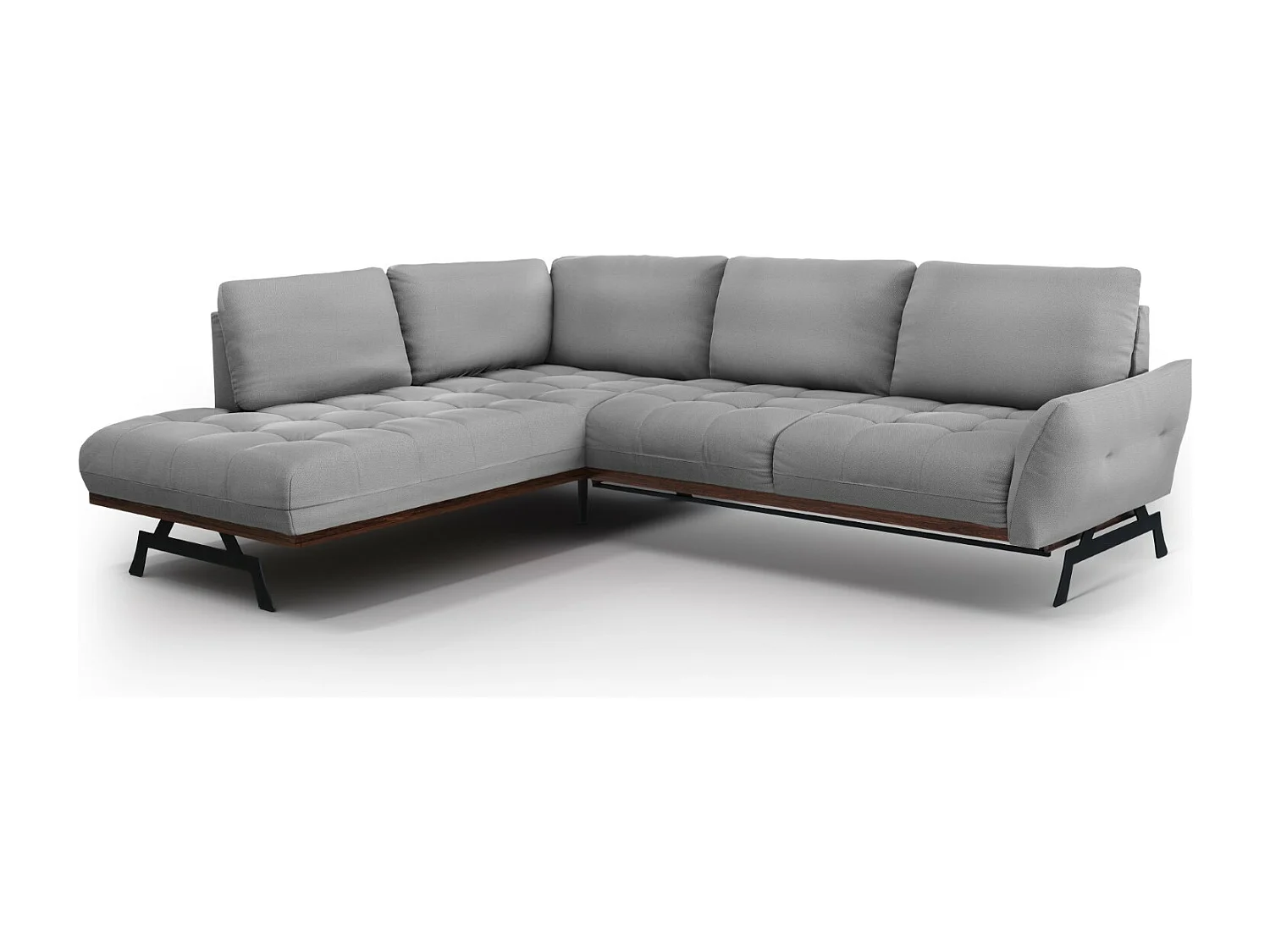 CXL by Christian Lacroix - Canapé d'angle gauche convertible "Olivier" 5 places en tissu structurel gris - 262x204x87cm