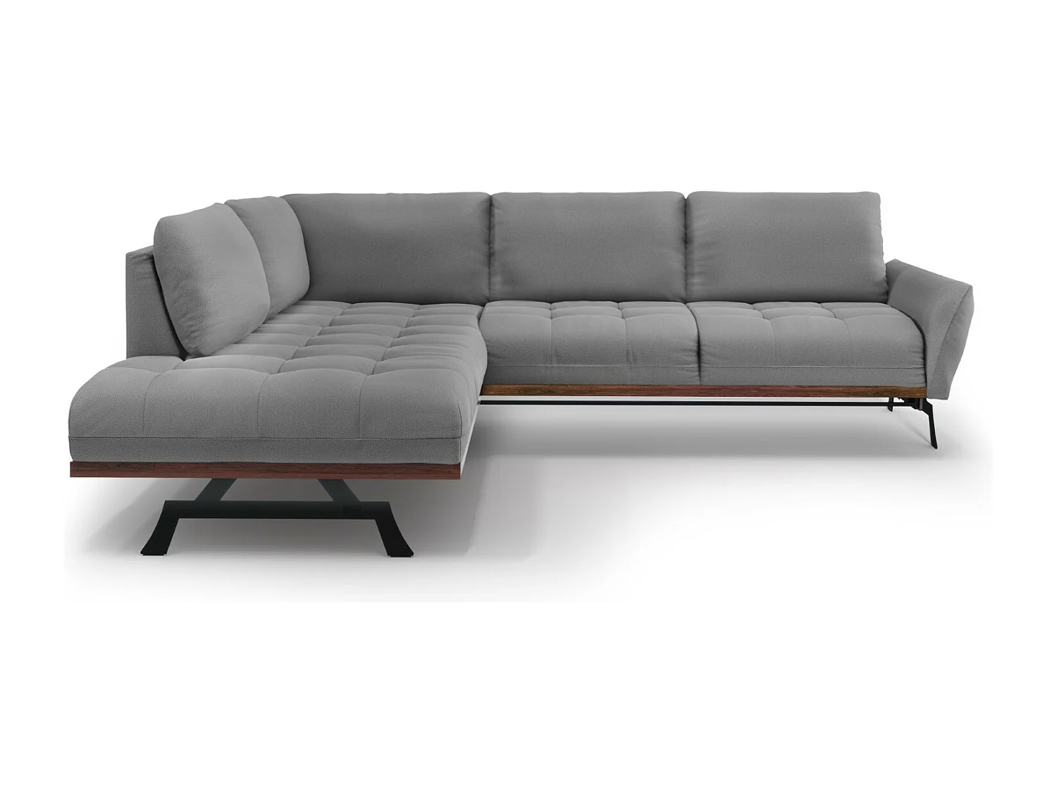 CXL by Christian Lacroix - Canapé d'angle gauche convertible "Olivier" 5 places en tissu structurel gris - 262x204x87cm