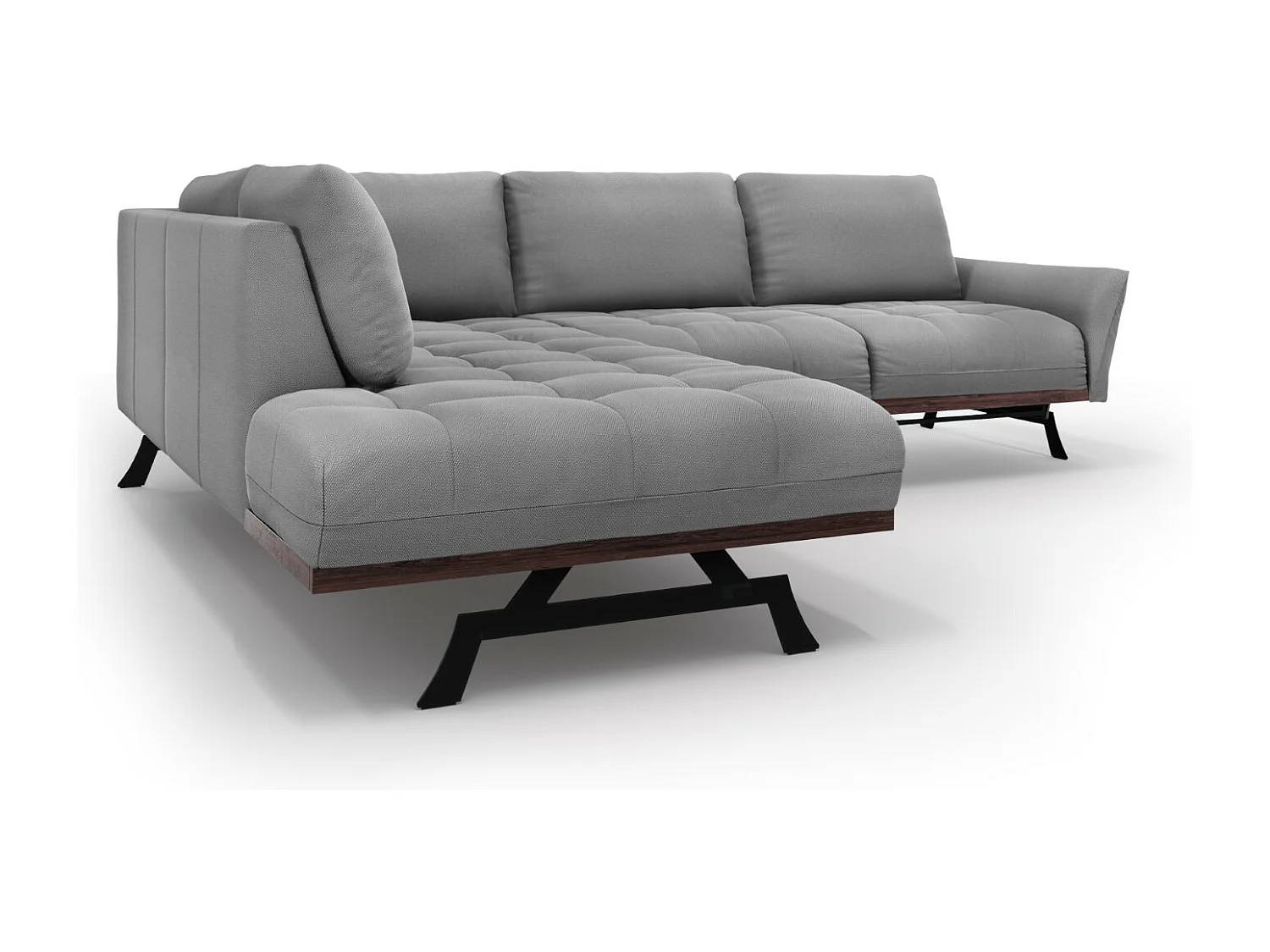 CXL by Christian Lacroix - Canapé d'angle gauche convertible "Olivier" 5 places en tissu structurel gris - 262x204x87cm