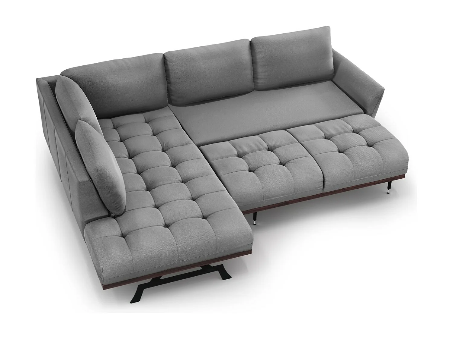 CXL by Christian Lacroix - Canapé d'angle gauche convertible "Olivier" 5 places en tissu structurel gris - 262x204x87cm