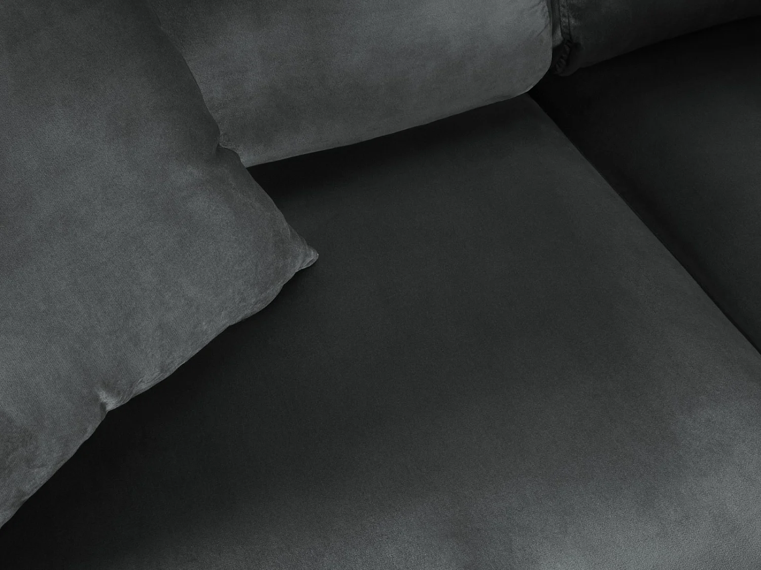 Cosmopolitan Design - Canapé d'angle droit convertible avec coffre de rangement "Kyoto" 5 places en velours gris foncé - 243x194x88cm