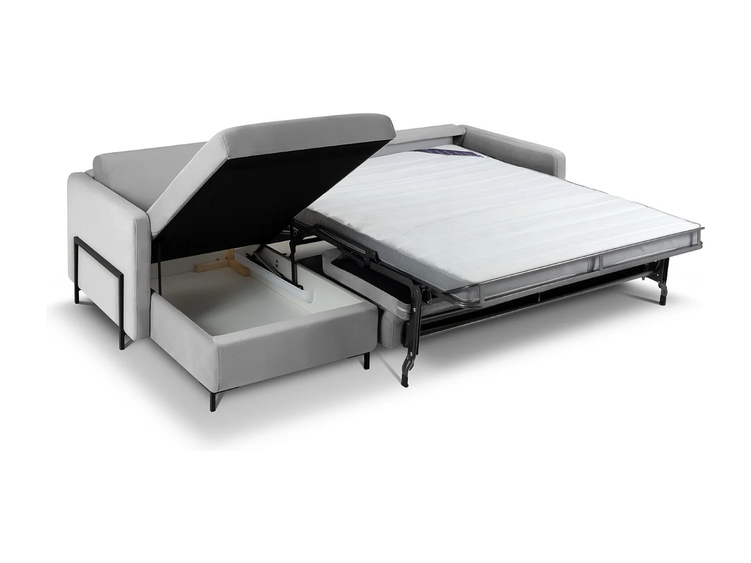 CXL by Christian Lacroix - 5-Sitzer ausklappbares Ecksofa links "Yanis" Sitzer aus Samt grau - 280x170x80cm