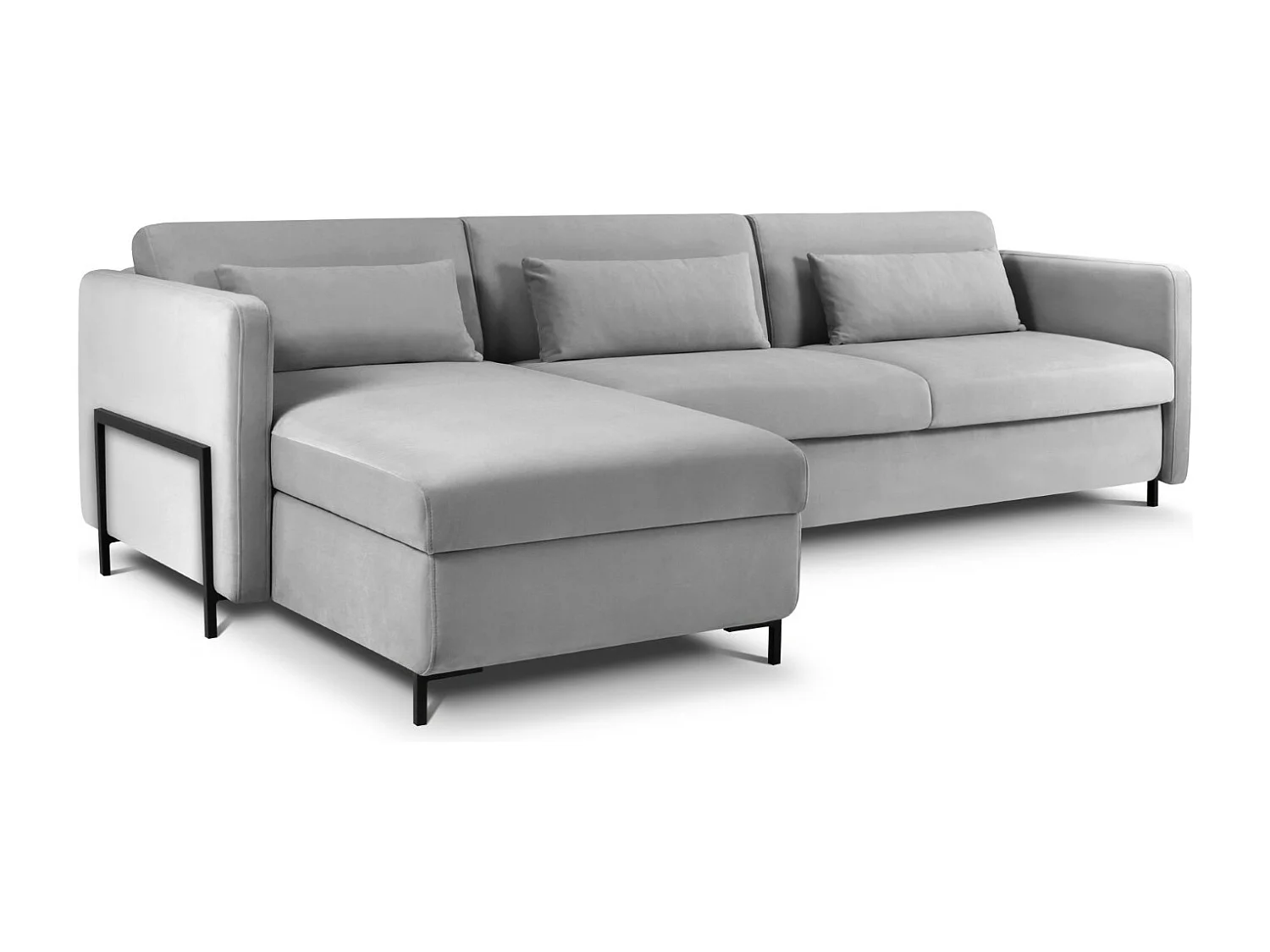 CXL by Christian Lacroix - Canapé d'angle gauche convertible "Yanis" 5 places en velours gris - 280x170x80cm