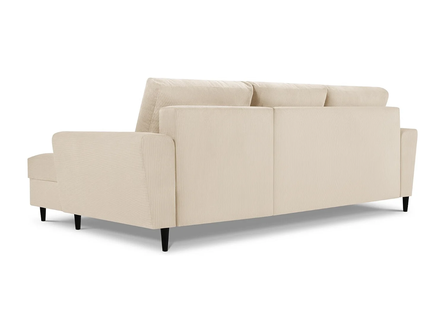 Cosmopolitan Design - Canapé d'angle droit convertible avec coffre de rangement "Kyoto" 4 places en velours côtelé beige - 241x145x88cm