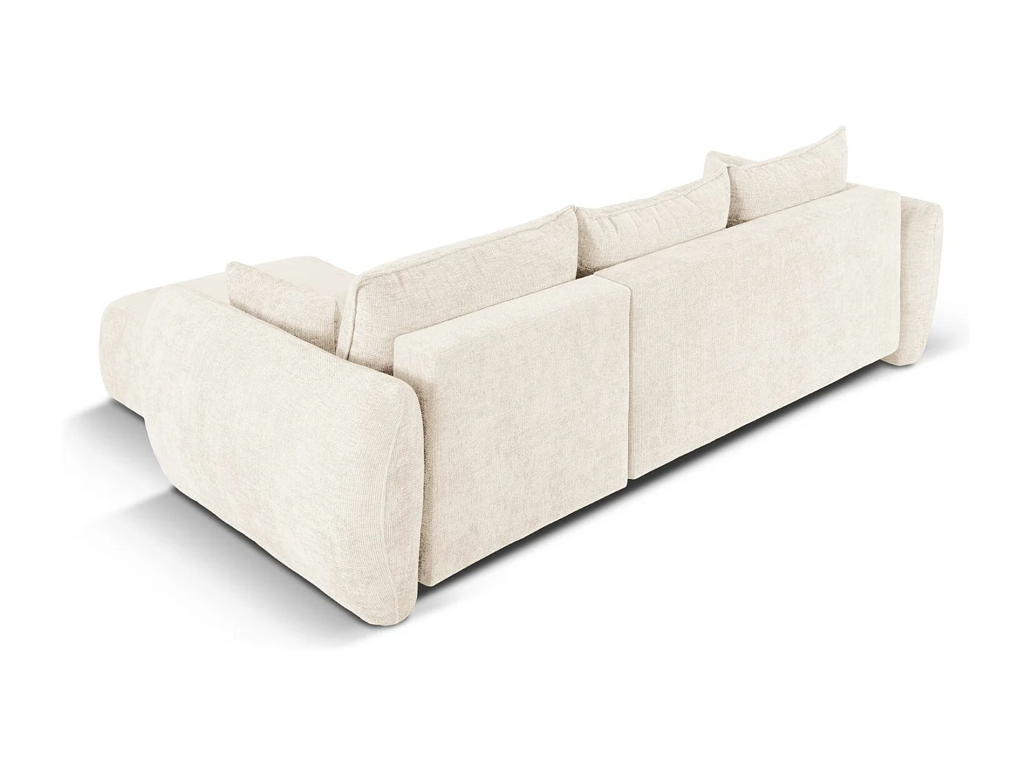 Cosmopolitan Design - Divano convertibile angolare destro con contenitore "Matera" 4 posti in ciniglia beige chiaro - 253x173x86cm
