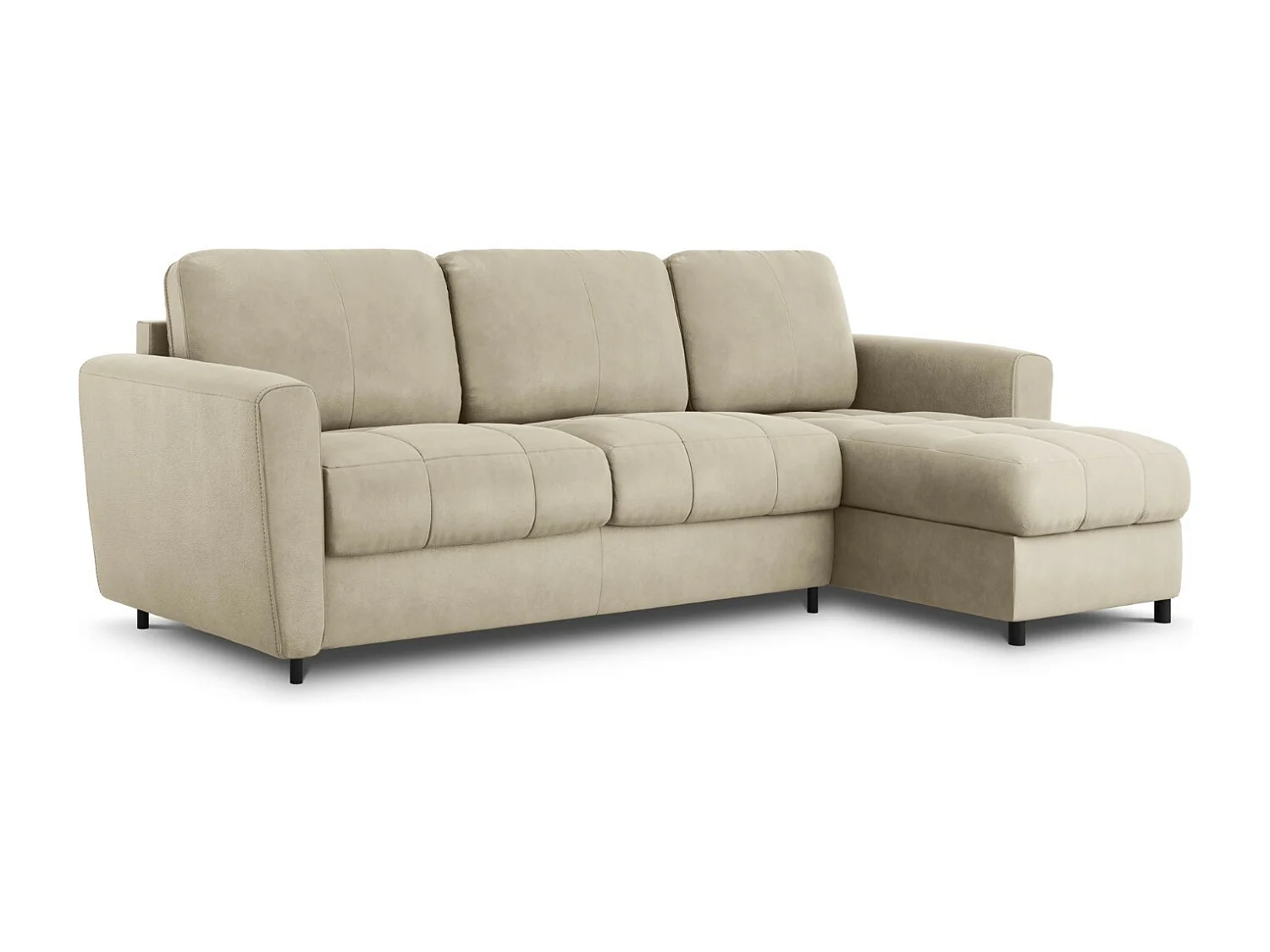 CXL by Christian Lacroix - Sofá cama esquinero derecho "Audra" 4 plazas de cuero auténtico gris claro - 270x170x88cm