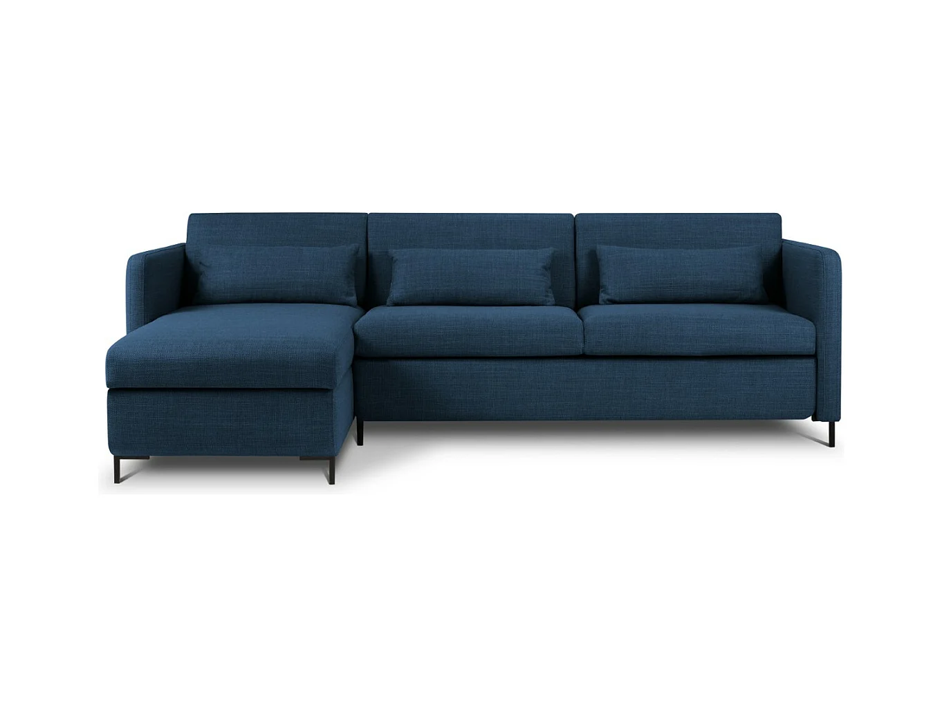 CXL by Christian Lacroix - Uitklapbare hoekbank links met opbergdoos "Yanis" 4 zitplaatsen, Structurele stof, Blauw - 260x170x80cm