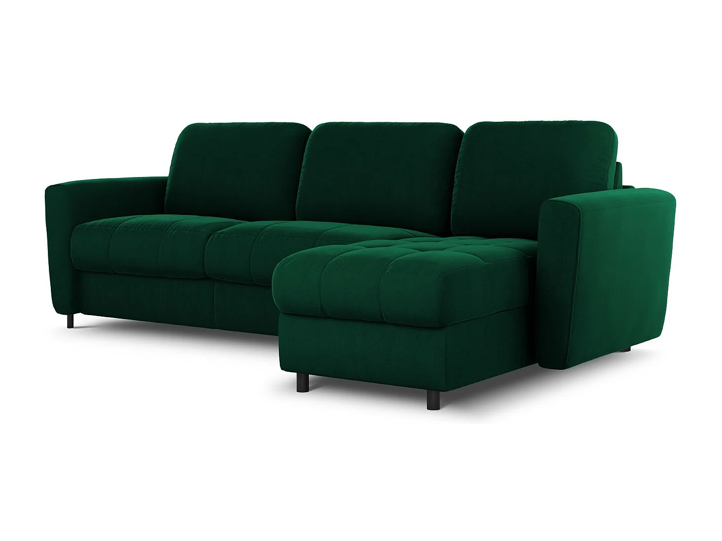 CXL by Christian Lacroix - Narożnik prawy rozkładany ze schowkiem, "Audra" 4 miejsca welur, zielony butelkowy - 270x170x88cm