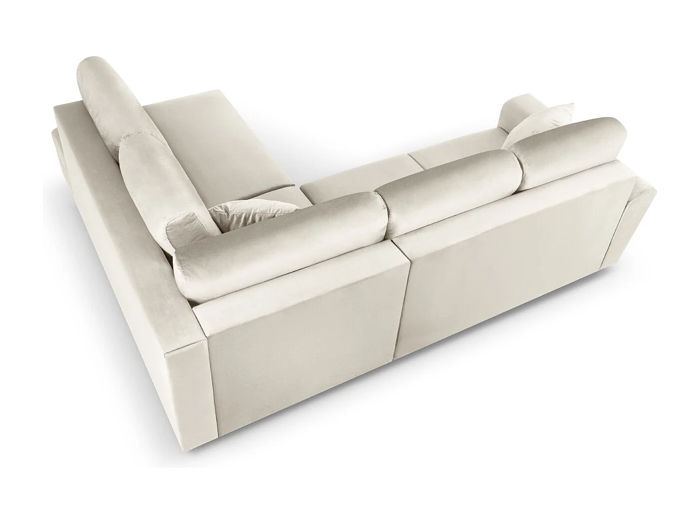 Cosmopolitan Design - Converteerbare hoekbank rechts met opbergdoos "Kyoto" 5 zitplaatsen, Flueel, Lichtbeige - 243x194x88cm