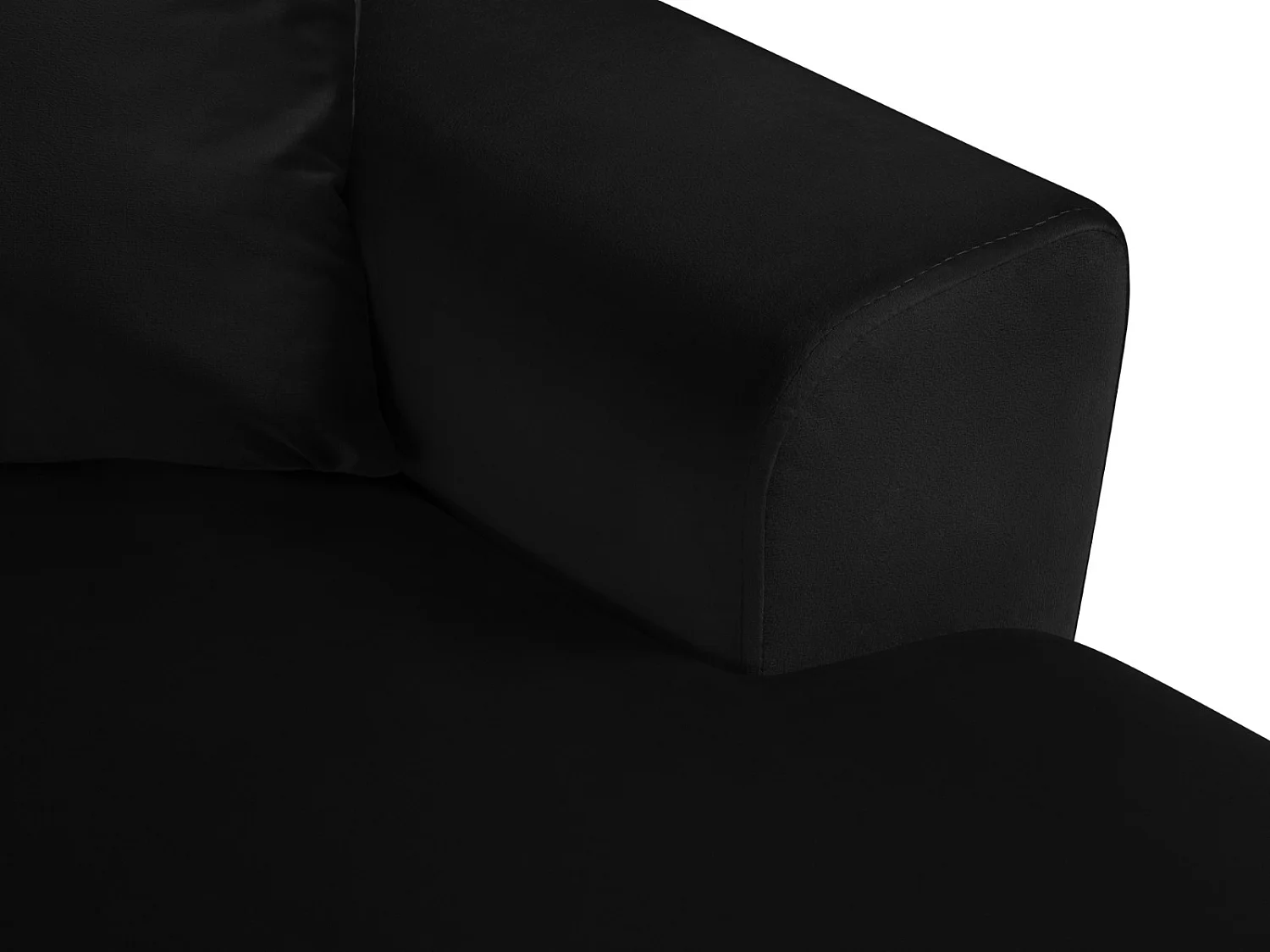 Cosmopolitan Design - 7-Sitzer ausklappbares Panoramasofa mit Bettkasten links "Kyoto" aus Samt schwarz - 313x194x88cm