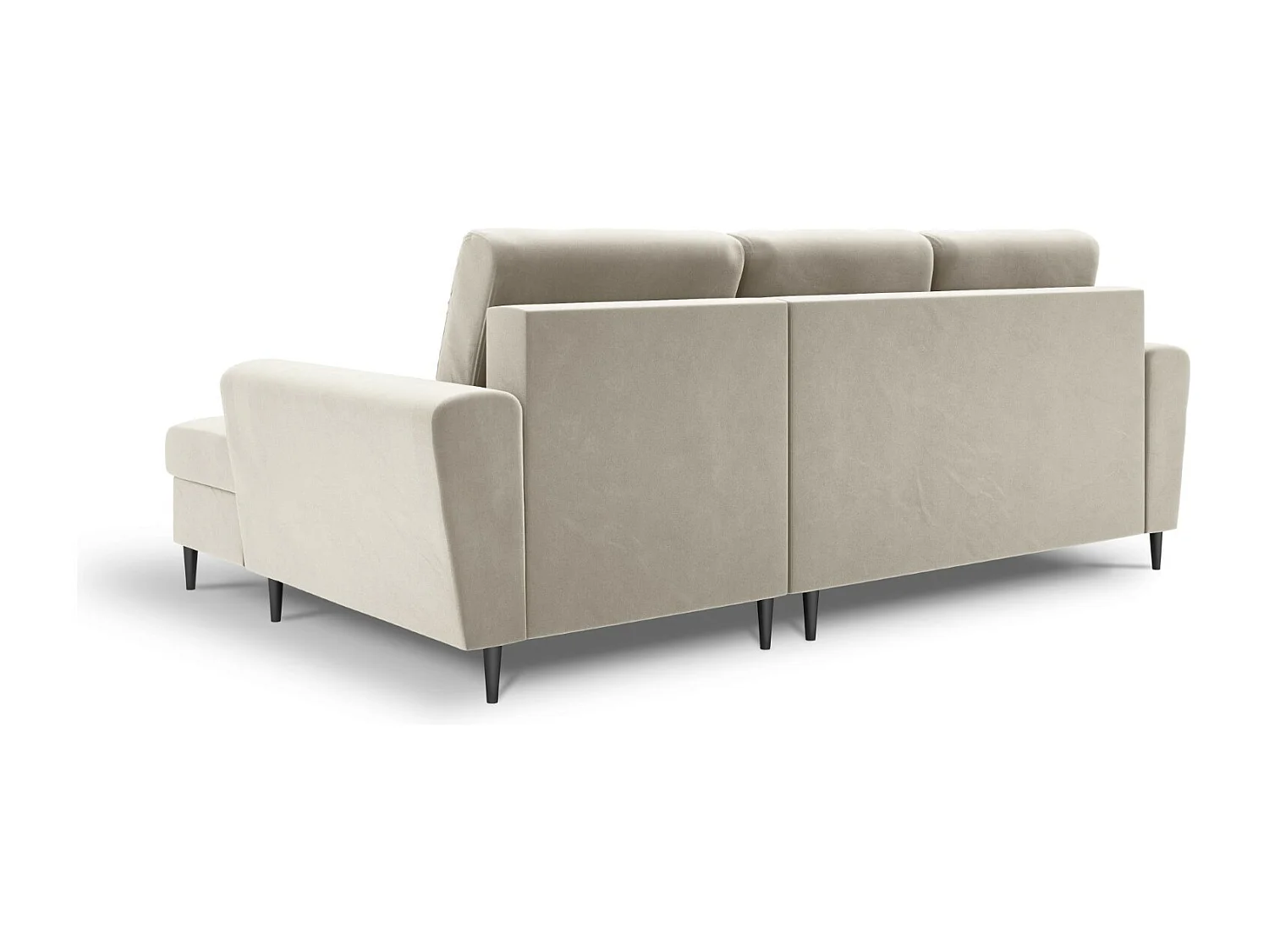 Cosmopolitan Design - Canapé d'angle droit convertible avec coffre de rangement "Kyoto" 4 places en velours beige clair - 241x145x88cm