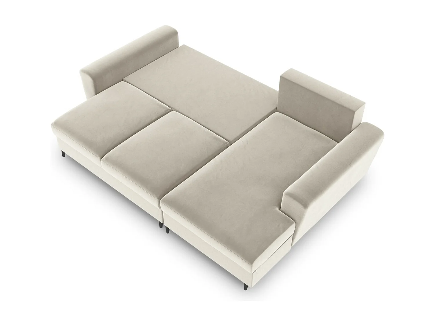 Cosmopolitan Design - Canapé d'angle droit convertible avec coffre de rangement "Kyoto" 4 places en velours beige clair - 241x145x88cm