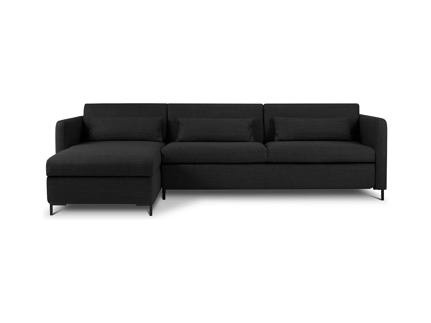 CXL by Christian Lacroix - Canapé d'angle gauche convertible avec coffre de rangement "Yanis" 5 places en tissu structurel gris foncé - 280x170x80cm