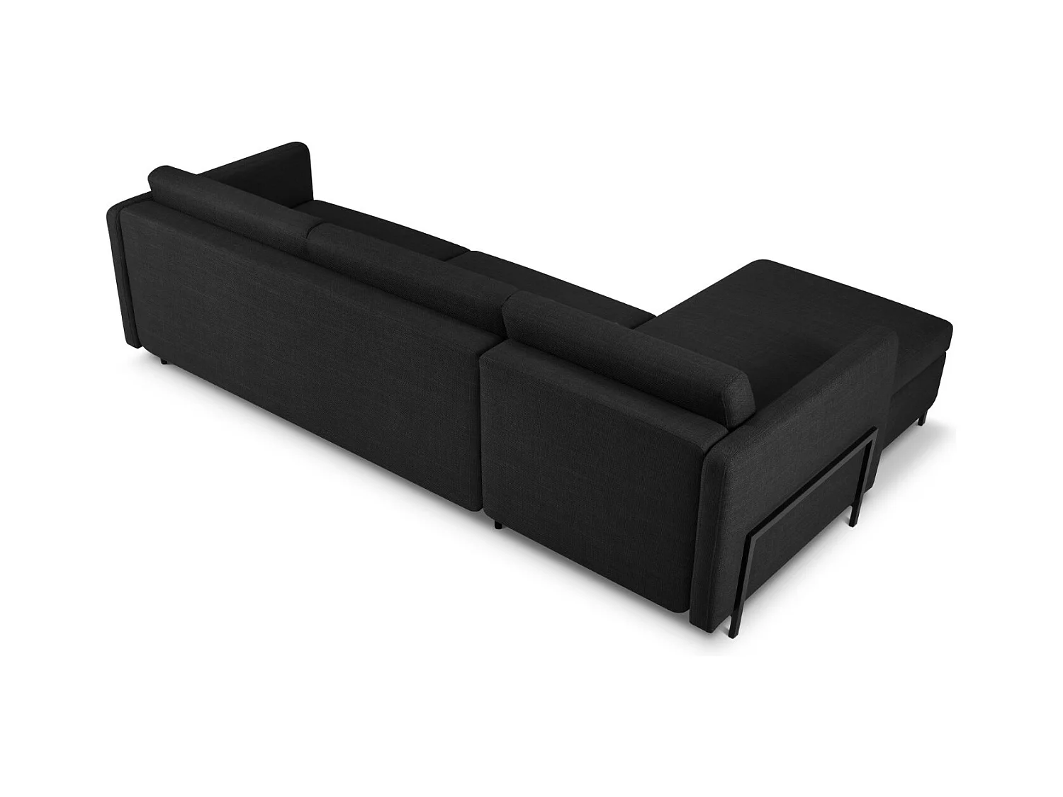 CXL by Christian Lacroix - 5-Sitzer ausklappbares Ecksofa links mit Container "Yanis" Sitzer aus strukturiertem Stoff dunkelgrau - 280x170x80cm