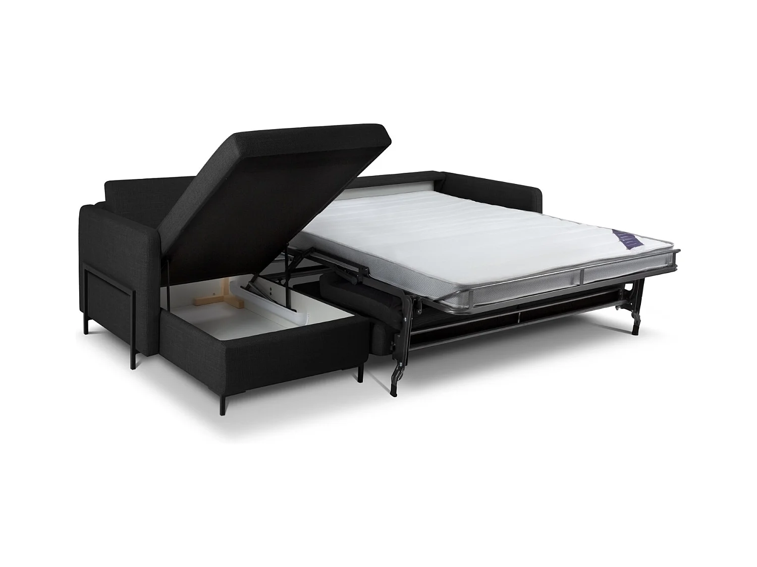 CXL by Christian Lacroix - 5-Sitzer ausklappbares Ecksofa links mit Container "Yanis" Sitzer aus strukturiertem Stoff dunkelgrau - 280x170x80cm