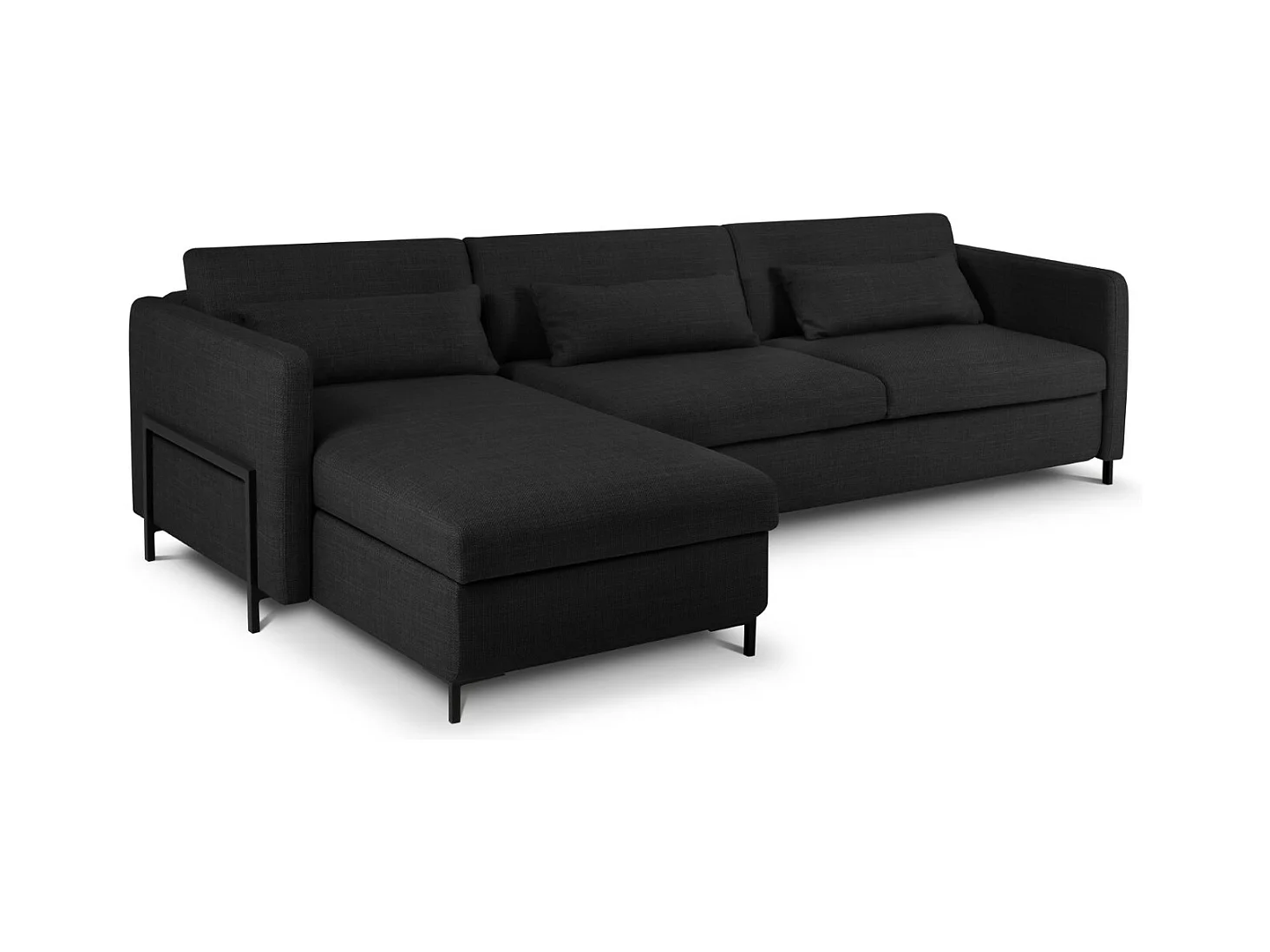 CXL by Christian Lacroix - 5-Sitzer ausklappbares Ecksofa links mit Container "Yanis" Sitzer aus strukturiertem Stoff dunkelgrau - 280x170x80cm