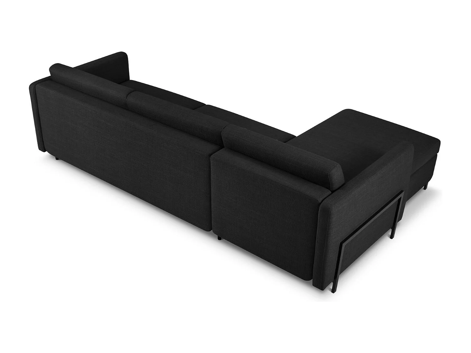 CXL by Christian Lacroix - Canapé d'angle gauche convertible avec coffre de rangement "Yanis" 5 places en tissu structurel gris foncé - 280x170x80cm