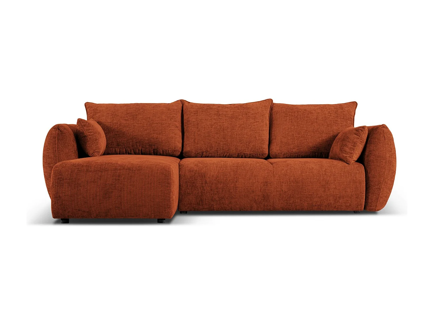 Cosmopolitan Design - Canapé d'angle gauche convertible avec coffre de rangement "Matera" 4 places en chenille terracotta - 253x173x86cm