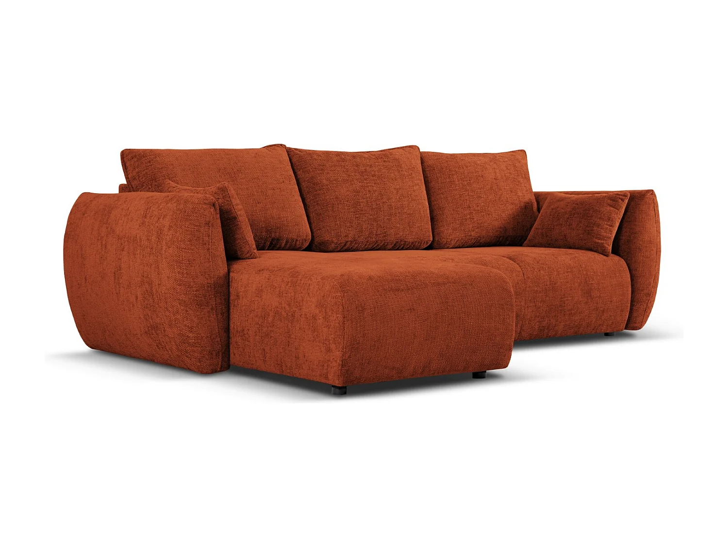 Cosmopolitan Design - Canapé d'angle gauche convertible avec coffre de rangement "Matera" 4 places en chenille terracotta - 253x173x86cm