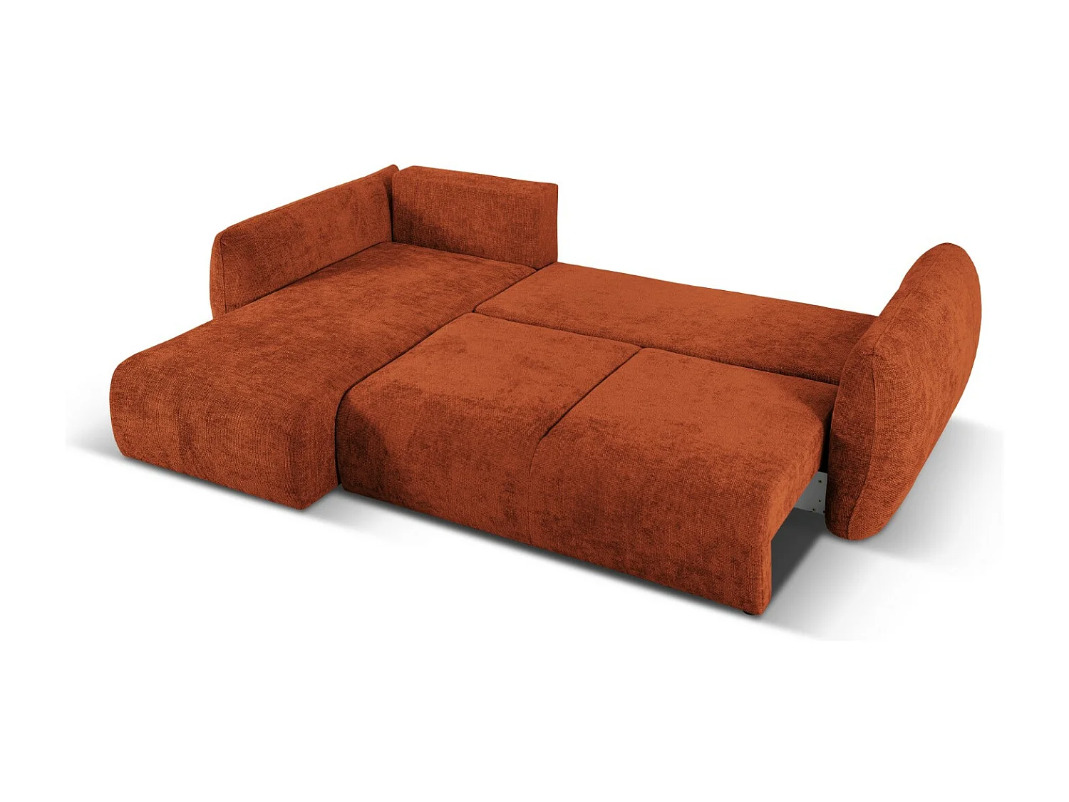 Cosmopolitan Design - Canapé d'angle gauche convertible avec coffre de rangement "Matera" 4 places en chenille terracotta - 253x173x86cm