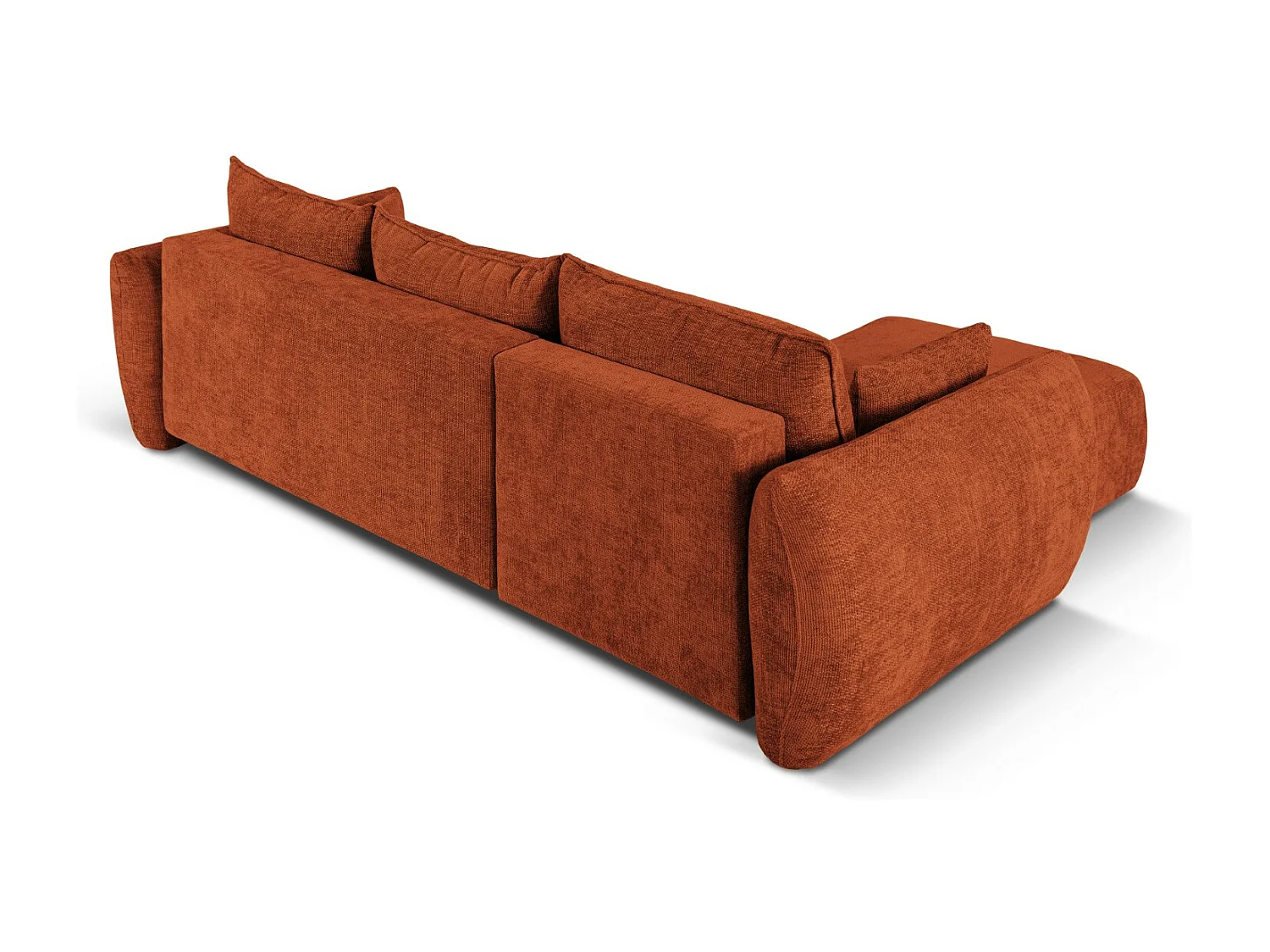 Cosmopolitan Design - Canapé d'angle gauche convertible avec coffre de rangement "Matera" 4 places en chenille terracotta - 253x173x86cm