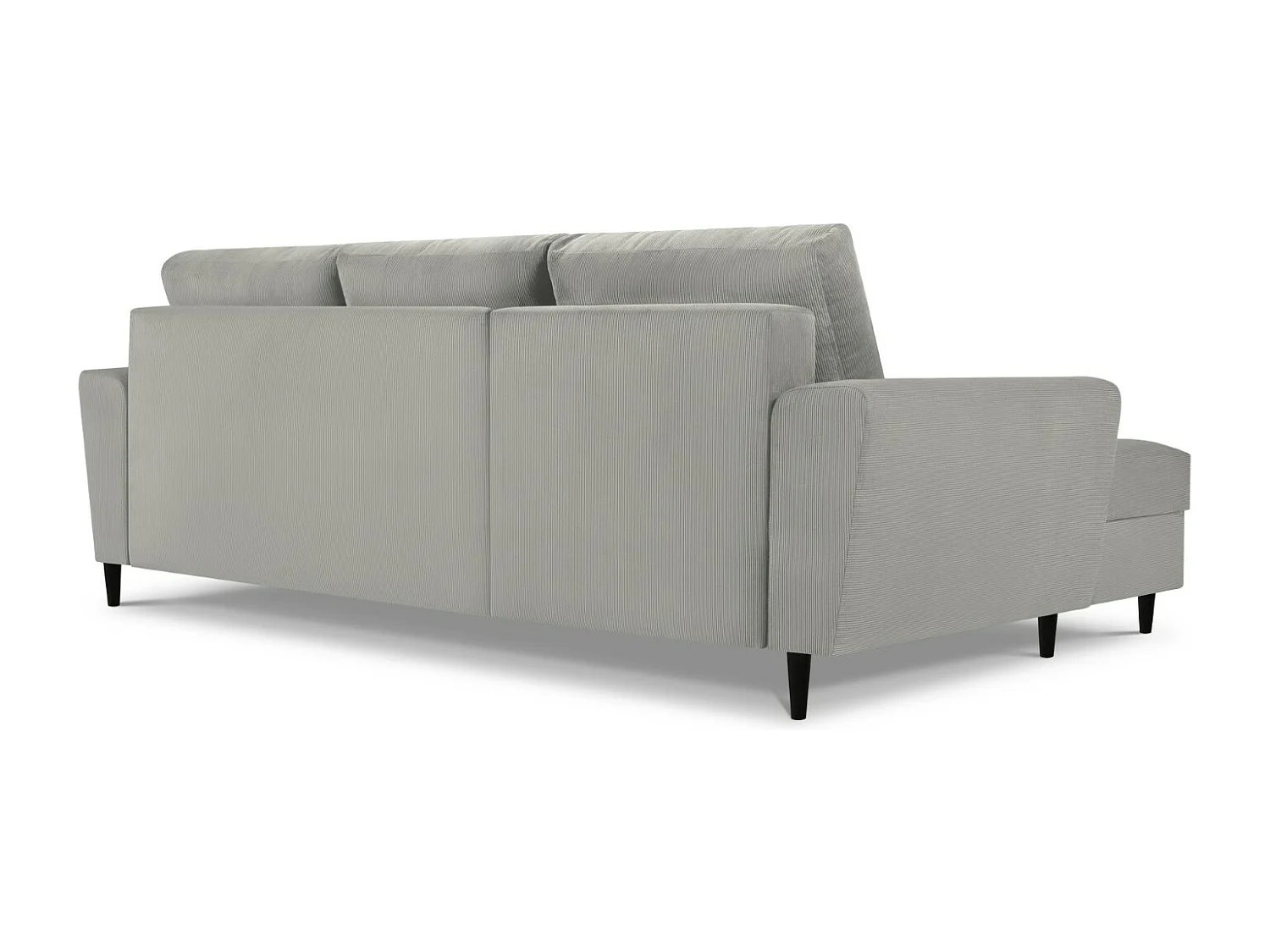 Cosmopolitan Design - 4-Sitzer ausklappbares Ecksofa links mit Container "Kyoto" aus Cord hellgrau - 241x145x88cm