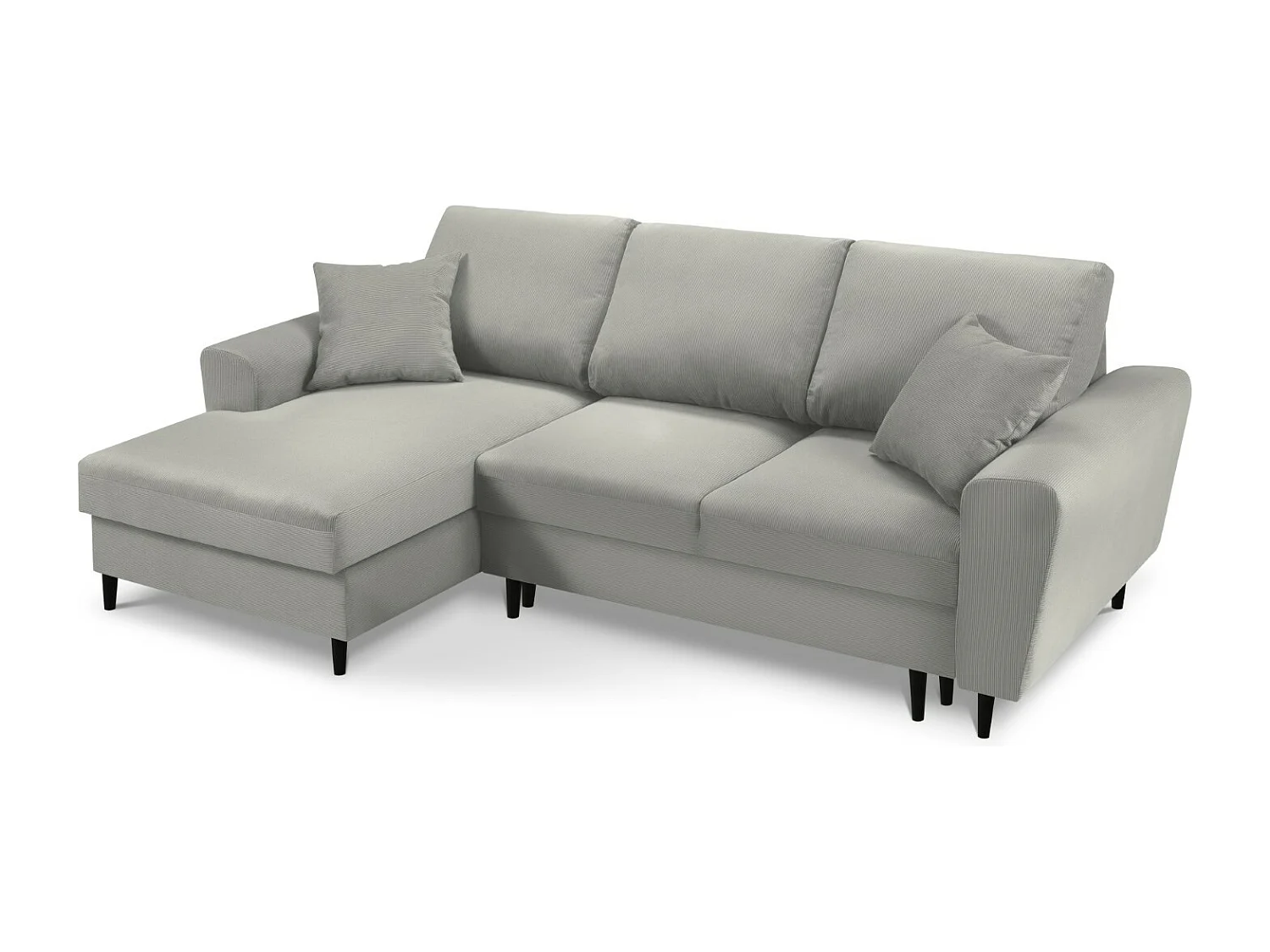 Cosmopolitan Design - Canapé d'angle gauche convertible avec coffre de rangement "Kyoto" 4 places en velours côtelé gris clair - 241x145x88cm