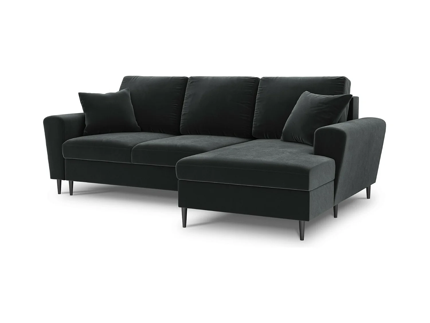 Cosmopolitan Design - Canapé d'angle droit convertible avec coffre de rangement "Kyoto" 4 places en velours gris foncé - 241x145x88cm