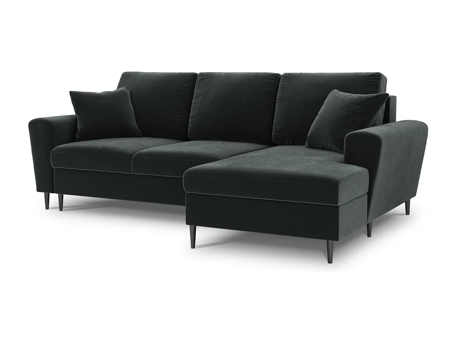Cosmopolitan Design - Canapé d'angle droit convertible avec coffre de rangement "Kyoto" 4 places en velours gris foncé - 241x145x88cm