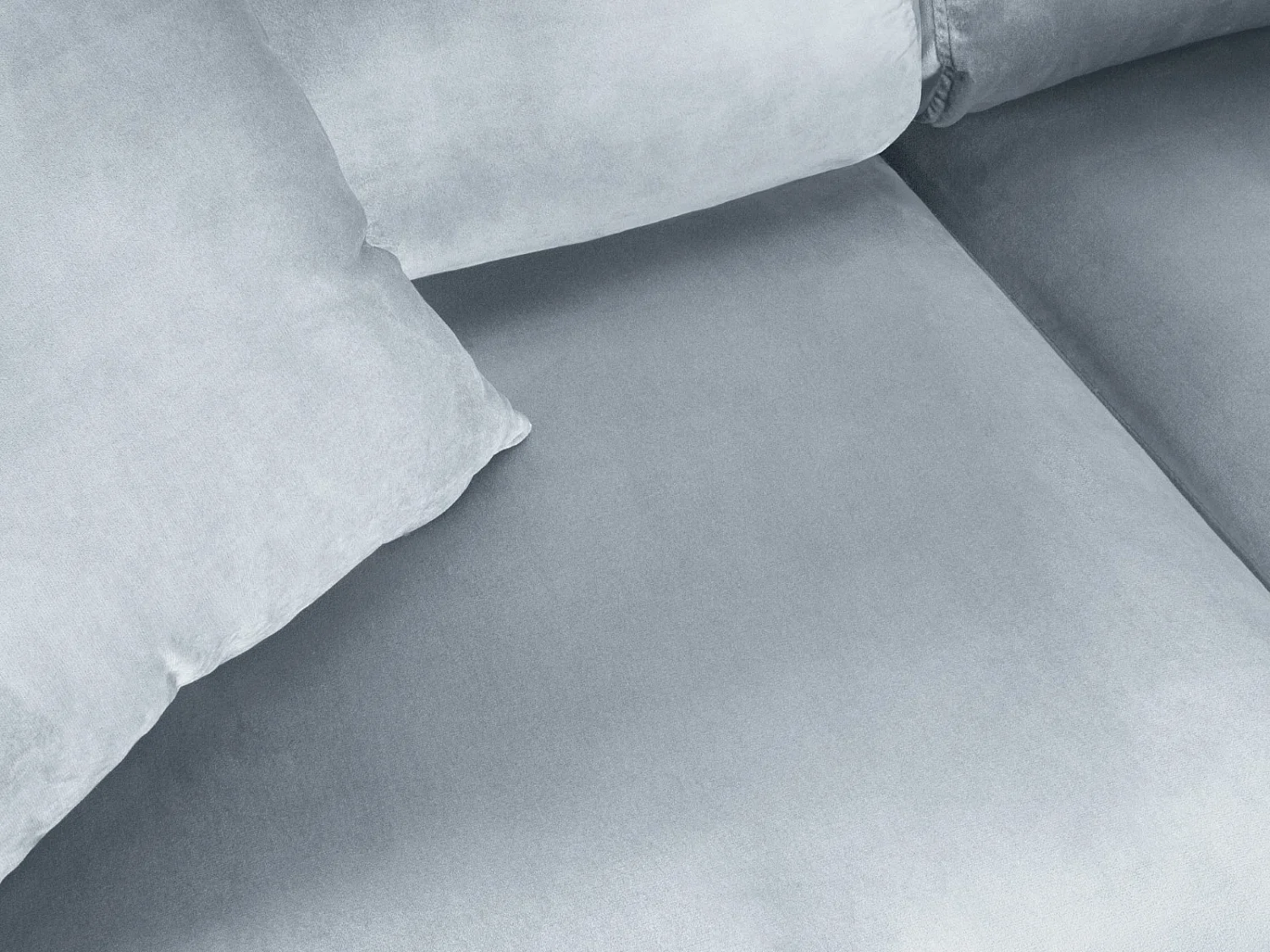 Cosmopolitan Design - Divano convertibile angolare destro con contenitore "Kyoto" 5 posti in velluto azzurro - 243x194x88cm