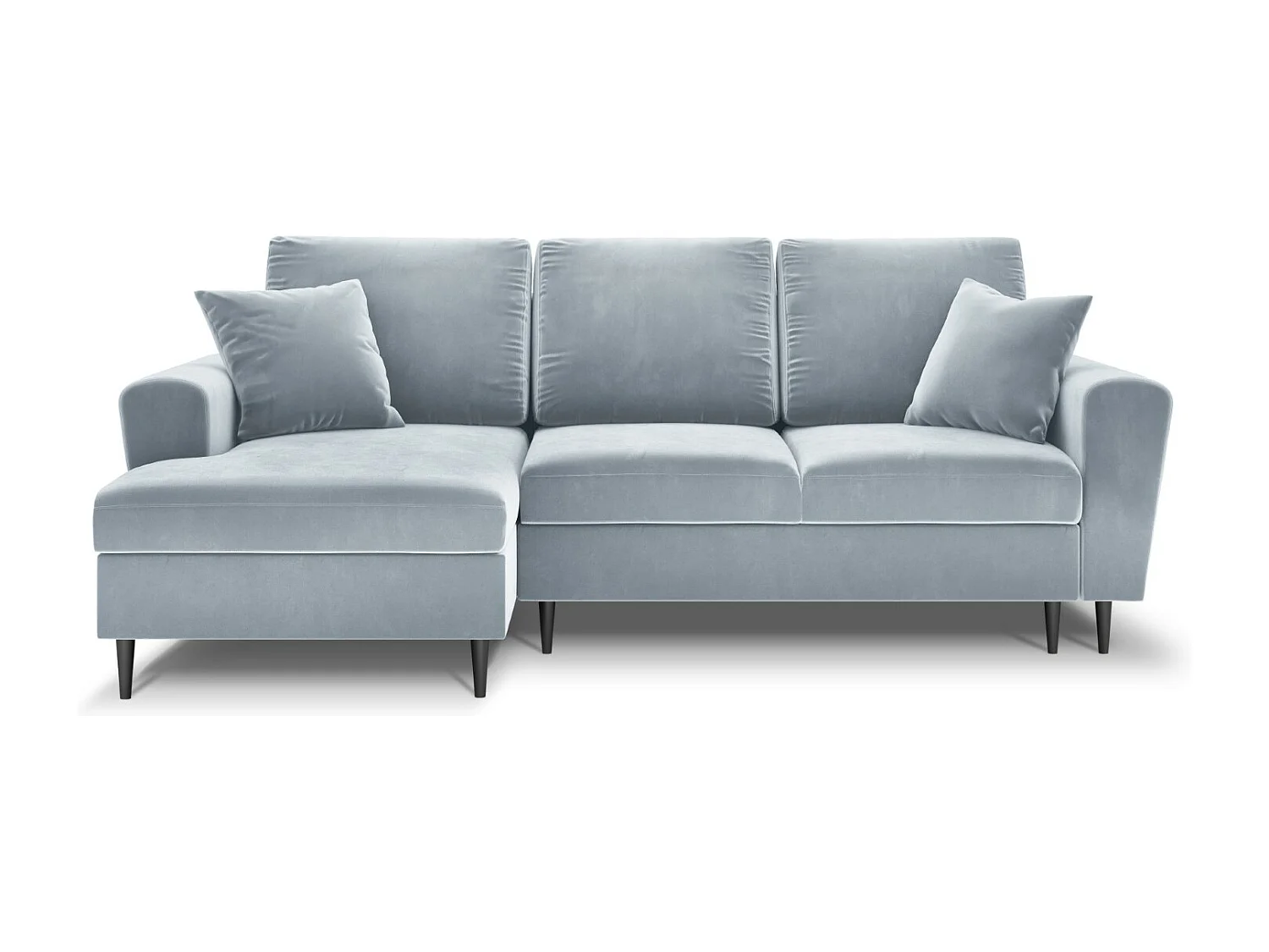 Cosmopolitan Design - Canapé d'angle gauche convertible avec coffre de rangement "Kyoto" 4 places en velours bleu clair - 241x145x88cm