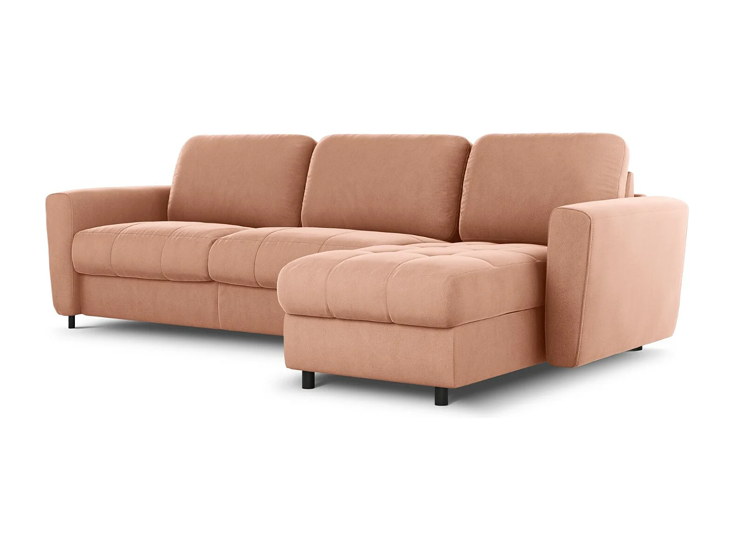 CXL by Christian Lacroix - Converteerbare hoekbank rechts met opbergdoos "Audra" 5 zitplaatsen, Flueel, Roze - 290x170x88cm