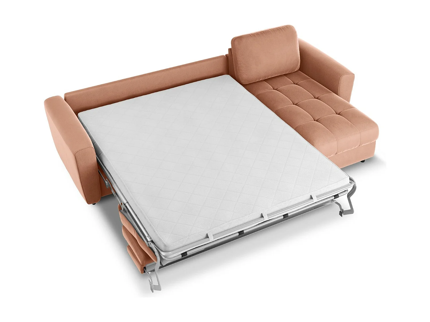 CXL by Christian Lacroix - Converteerbare hoekbank rechts met opbergdoos "Audra" 5 zitplaatsen, Flueel, Roze - 290x170x88cm