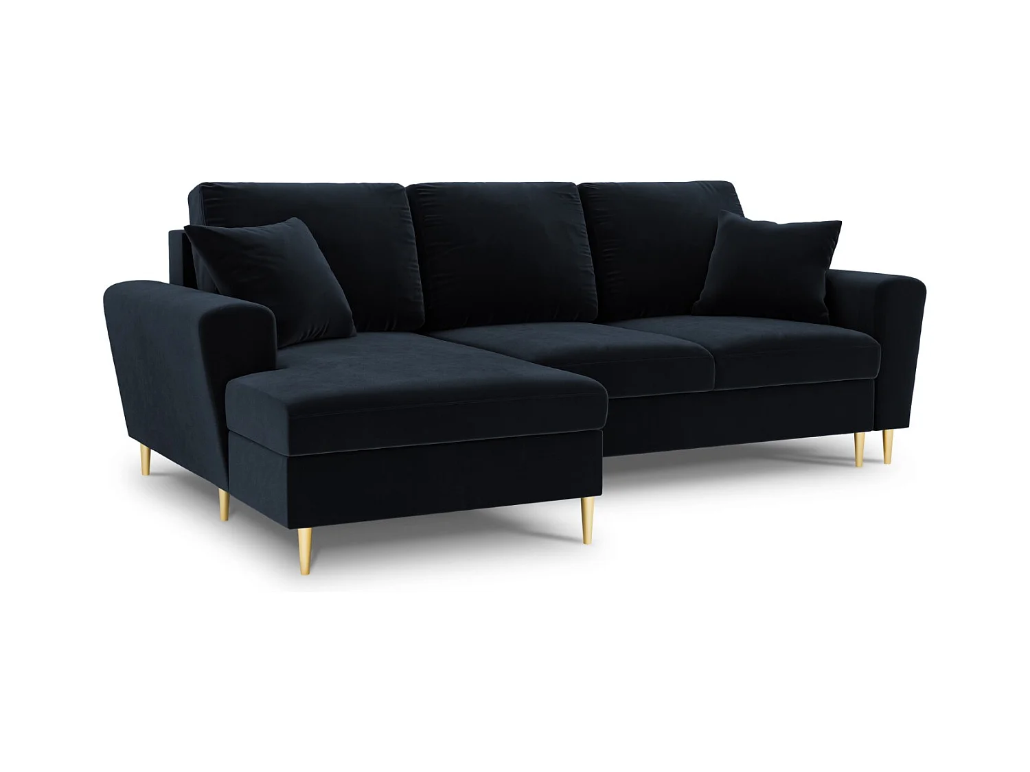 Cosmopolitan Design - Canapé d'angle gauche convertible avec coffre de rangement "Kyoto" 4 places en velours bleu foncé - 241x145x88cm