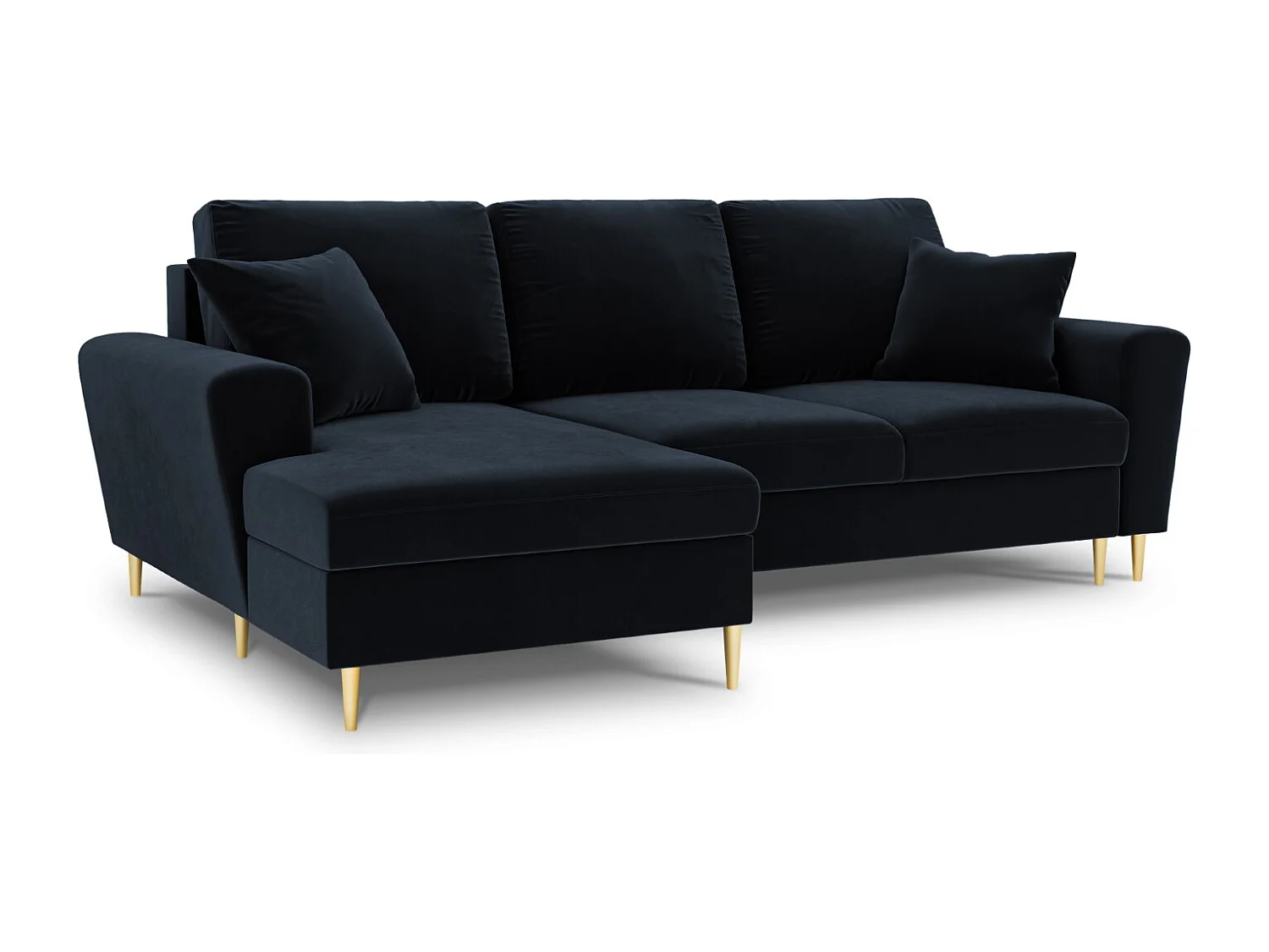 Cosmopolitan Design - Canapé d'angle gauche convertible avec coffre de rangement "Kyoto" 4 places en velours bleu foncé - 241x145x88cm