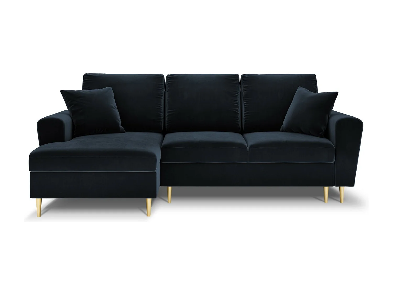 Cosmopolitan Design - Canapé d'angle gauche convertible avec coffre de rangement "Kyoto" 4 places en velours bleu foncé - 241x145x88cm