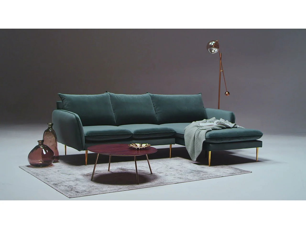 Cosmopolitan Design - Slaapbank met opbergdoos "Vermont" 3 zitplaatsen, Flueel, Rood - 222x105x90cm