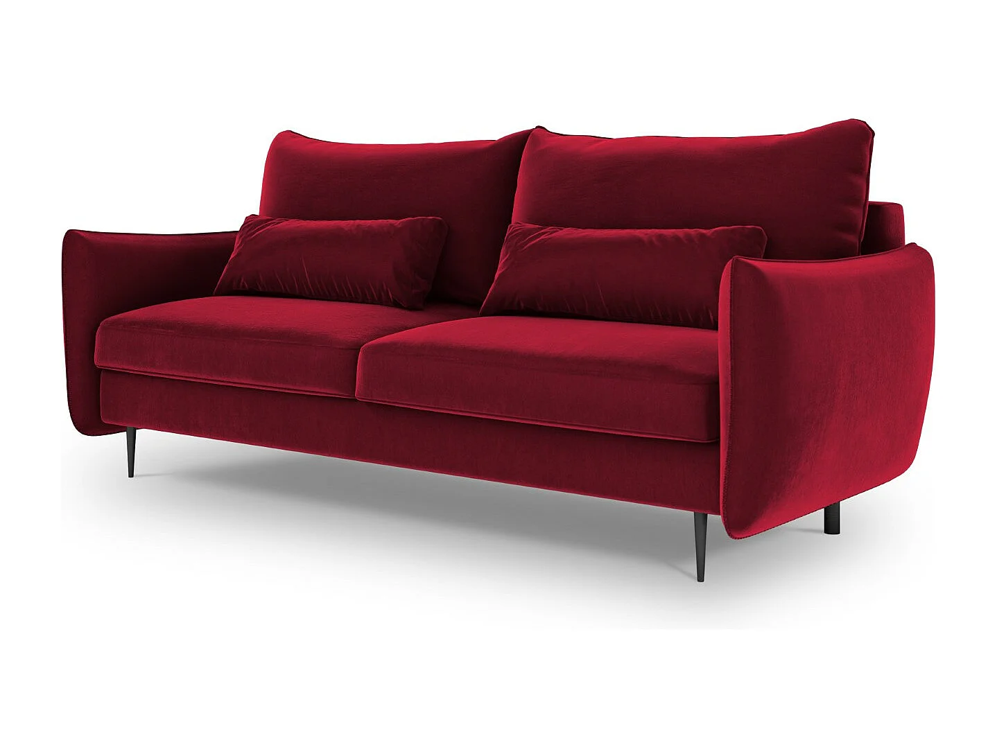 Cosmopolitan Design - Slaapbank met opbergdoos "Vermont" 3 zitplaatsen, Flueel, Rood - 222x105x90cm