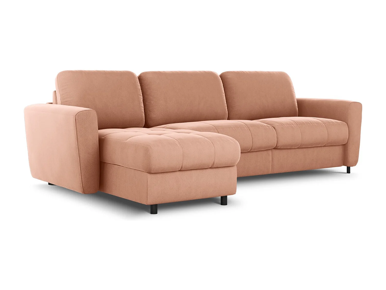 CXL by Christian Lacroix - Narożnik lewy rozkładany ze schowkiem, "Audra" 5 miejsc welur, róż - 290x170x88cm